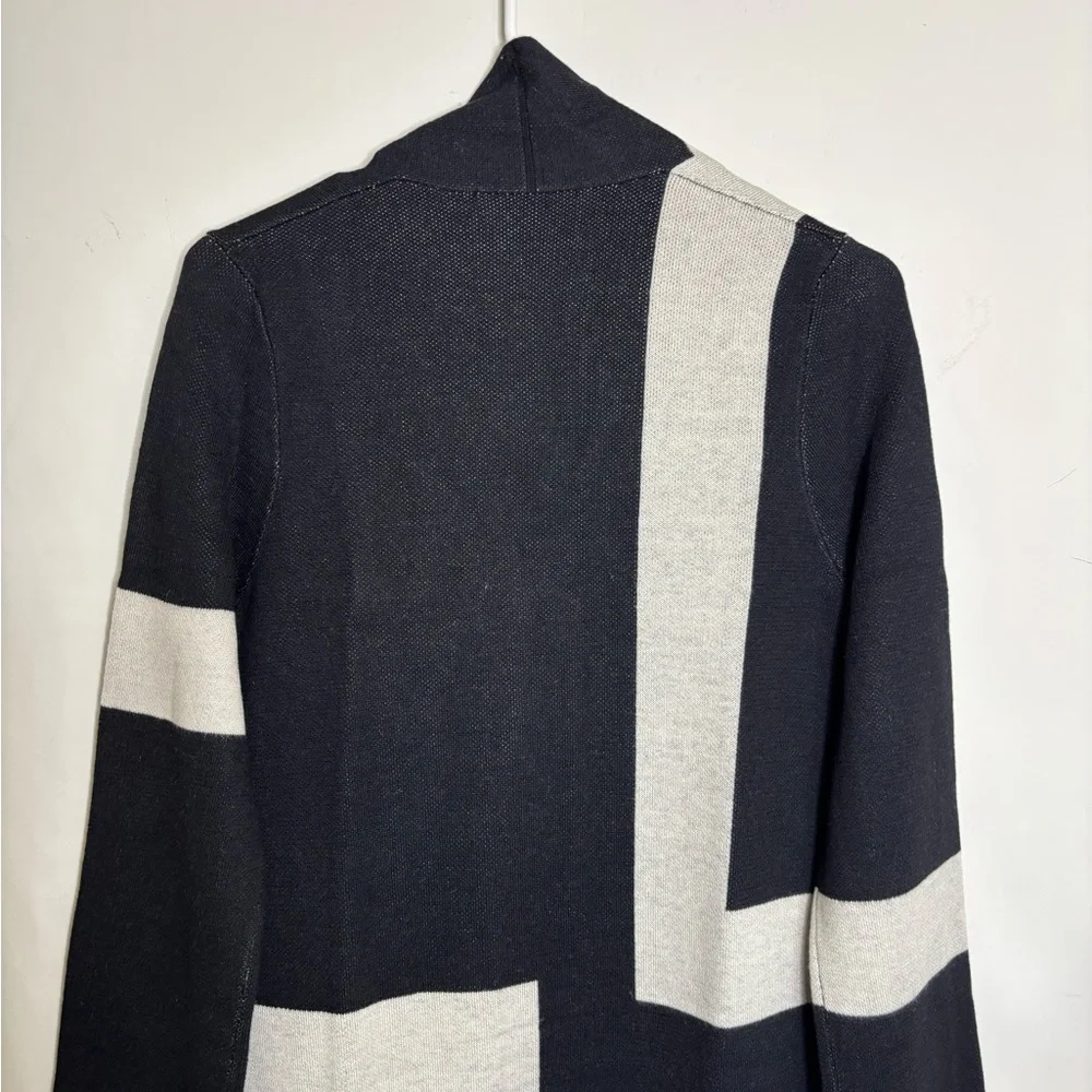 BN9 Vertigo Colorblock Long Cardigan Open Knit Black XS NWT‎
